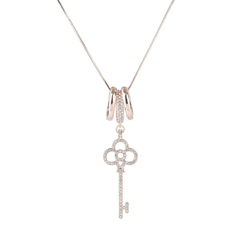 

New Fashion Women Casual Triple Long Necklace Women Keychain Pendant Alloy Car Key Chain Holder Trendy Jewelry VP649