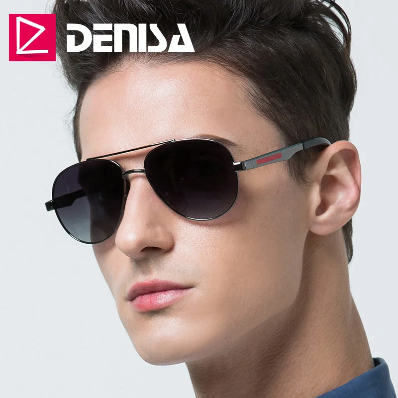

DENISA 2019 New Anti-Reflective Polarized Men's Sunglasses Brand Designer Pilot Glasses UV400 Policier Lunettes De Soleil G1908