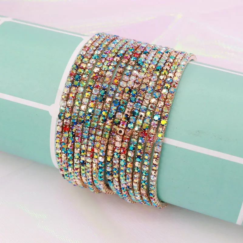 Crystal Multicolored Faceted Loose beads Stretch Bracelet  Bangle Woman New Gift 