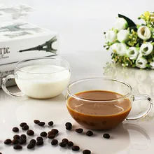 250ml*2pcs Glass Cup Set Home belly thickened coffee cups a pair of transparent coffee mugs lovers' mugs explosion-proof glass