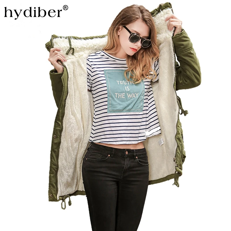 HYDIBER 2018 Новое поступление облегающее Женское пальто из овечьей шерсти с