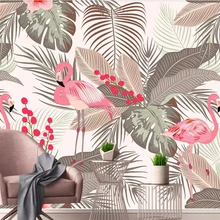 Beibehang скандинавские простые маленькие свежие Фламинго тропические листья ТВ фон стены на заказ большие фрески экологические обои