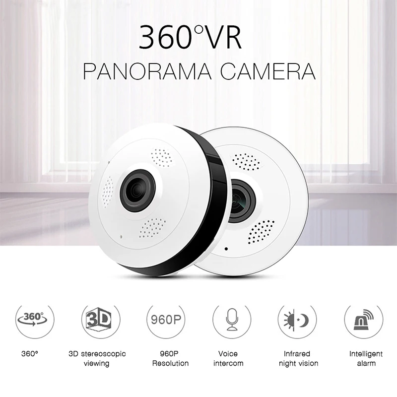 

New Mini 1080P IP Camera V380 360 Degree Panoramic Wireless Fisheye IP Camera P2P 960P HD Security Smart Home Wifi Camera