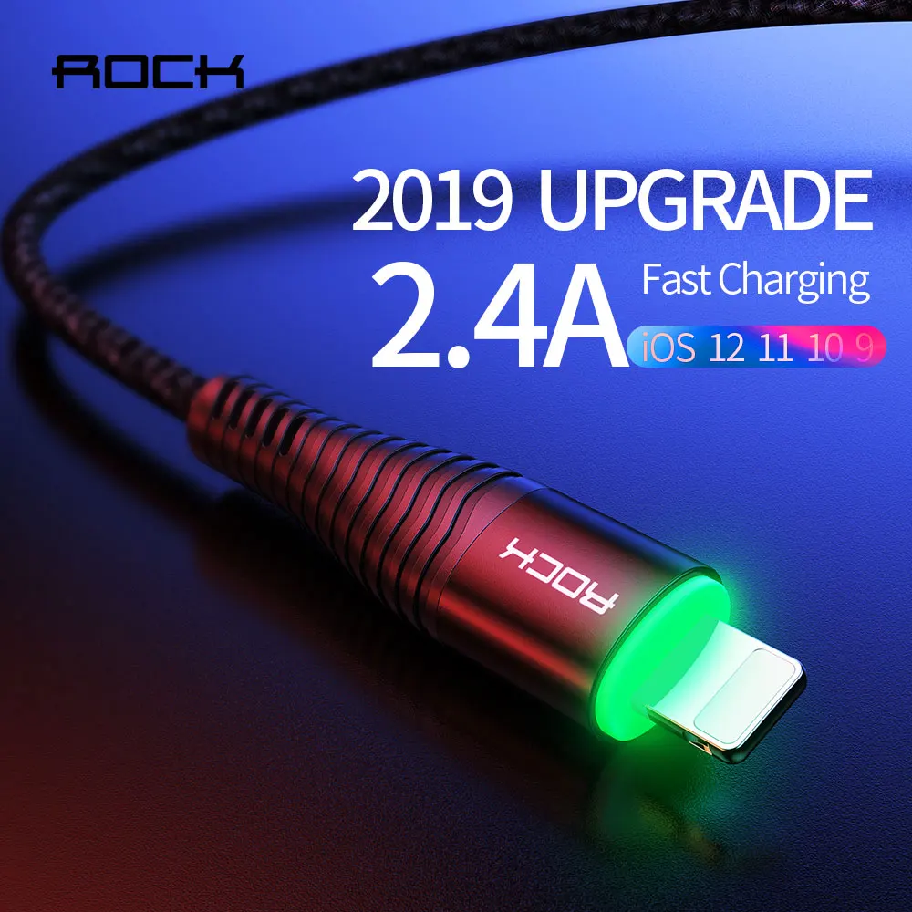 

LED Light USB Charger Cable for iPhone 5 6 7 8 Plus X Date Cable 2.4A Charging Cable Nylon Mobile Phone Cord for iPhone XR 6S