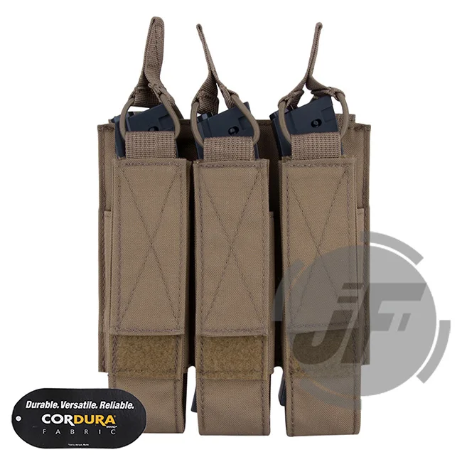 Emerson Тактический модульный MOLLE тройной Открытый Топ SMG Mag Чехол держатель EmersonGear страйкбол журнал Перевозчик для MP5/MP7/KRISS - Цвет: CB