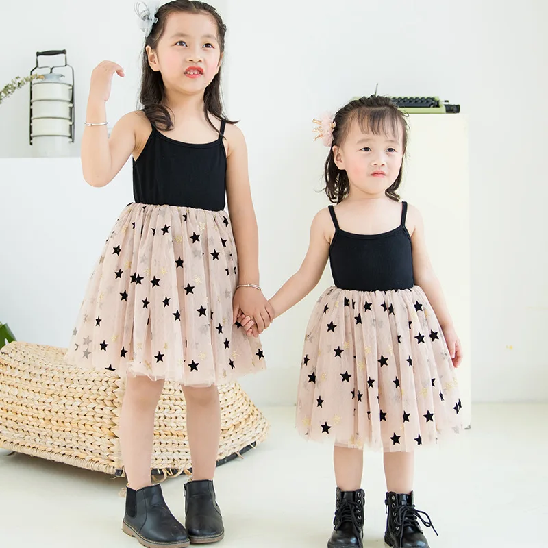 

Girls' sling gauze dress children's star printed cloak skirt INS summer new Korean children's dress is issued on behalf