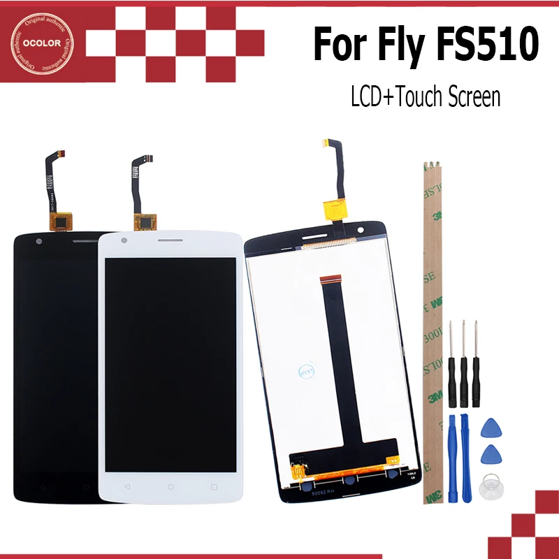 

ocolor 100% Tested For Fly FS510 LCD Display and Touch Screen For Fly FS510 FS 510 Nimbus 12 Phone Accessory+Tools And Adhesive