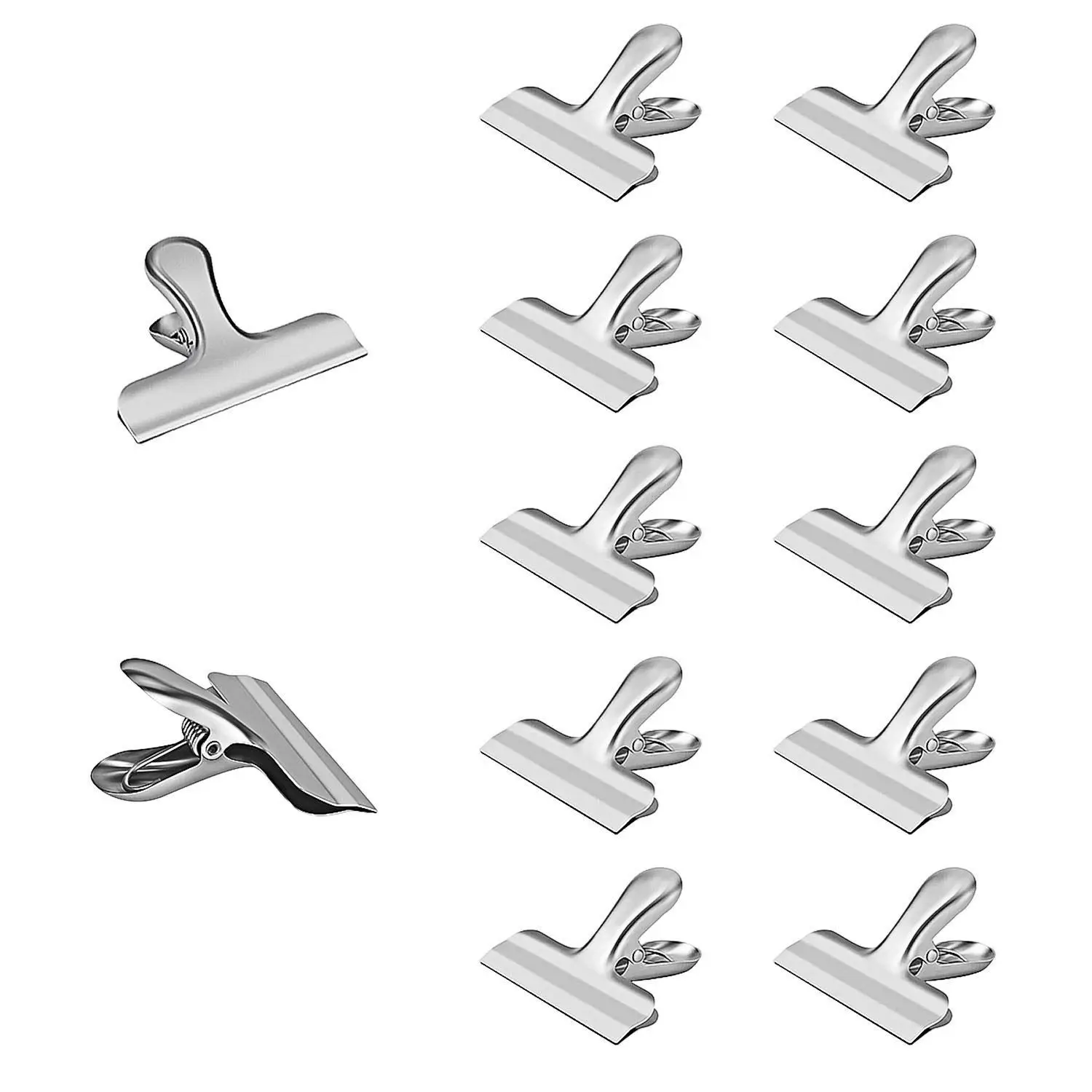 Chip Bag Clips set of 12 Wide Stainless Steel Heavy duty Chip Clips