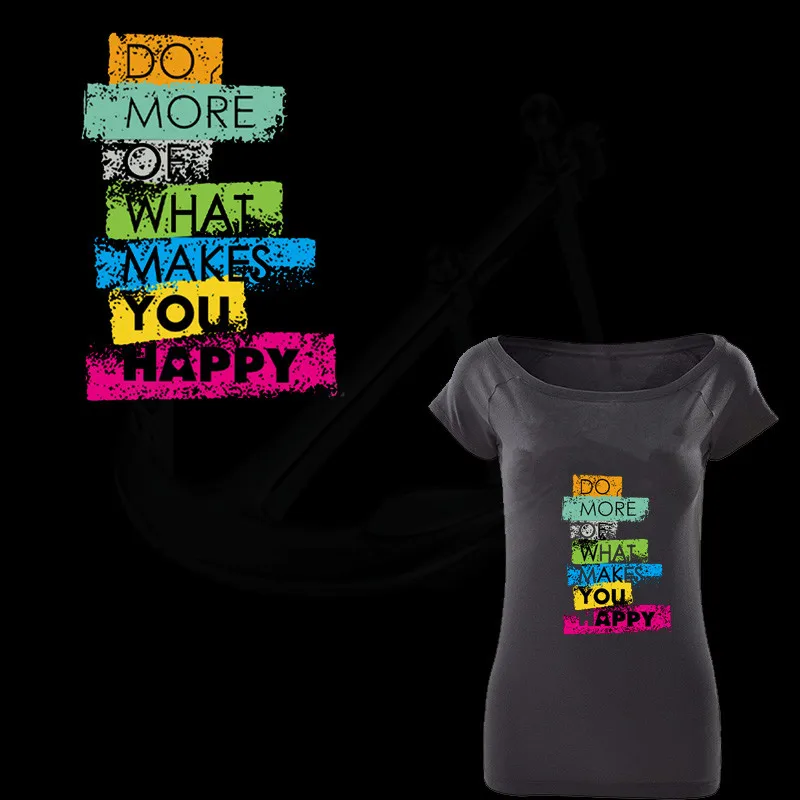 

DO MORE OF WHAT MAKES YOU HAPPY iron on patch 29.7*20.6cm DIY T-shirt Sweater thermal transfer paper patches for clothing