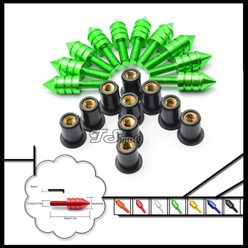 

For 10 pcs motorcycles Accessories CNC Windshield Spike Bolts Screw swingarm sliders Nuts for ninja 300 yamaha mt-07 harley stre