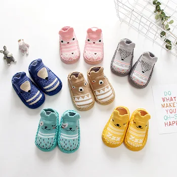 

2018 Fashion Baby Socks With Rubber Soles Infant Sock Newborn Autumn Winter Children Floor Socks Shoes Anti Slip Soft Sole Sock