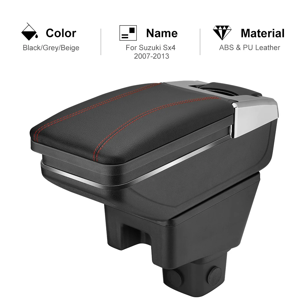 

For Suzuki Sx4 2007-2013 Car Armrest Box PU Leather Central Container Storage Box Car Styling Accessories