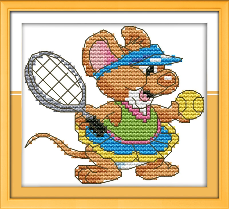 The sport mouse (10) - tennis cross stitch kit 14ct 11ct count print canvas stitches embroidery DIY handmade needlework plus | Дом и сад