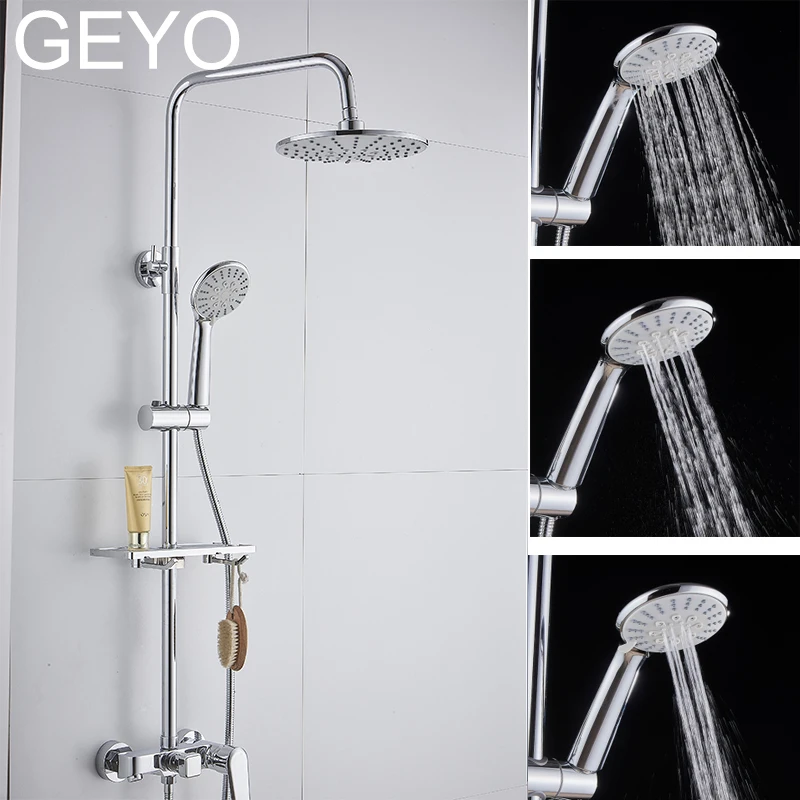 

GEYO 3 modes ABS plastic Bathroom Shower Head Big panel Round Chrome Rain Head Water Saver Classic Design G1/2 Rain Shower Head