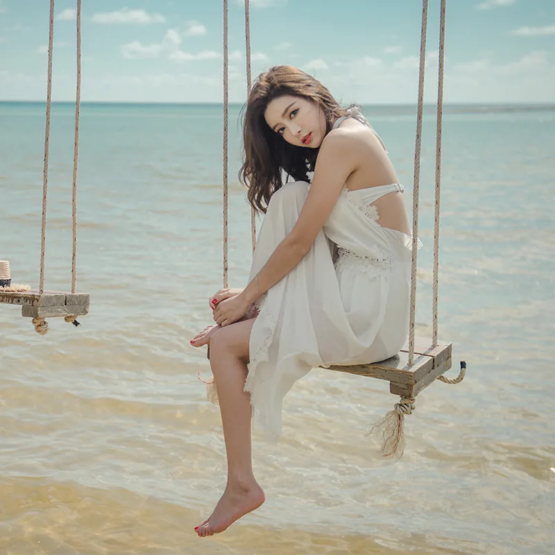 2018 New Korea Swimsuit Long Skirt Bathing Bikini Suit Solid Color