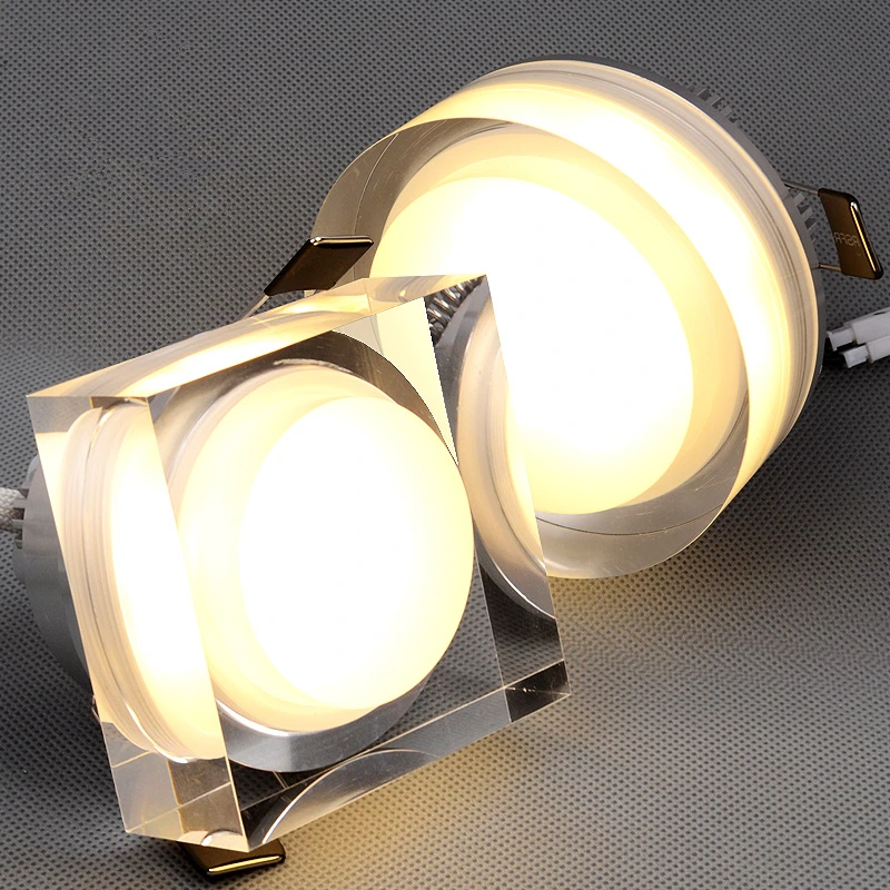 

LED Crystal Downlight Square/Round 1W 3W 5W 7W LED Ceiling spot light led recessed lamp for home decoration kitchen Lighting
