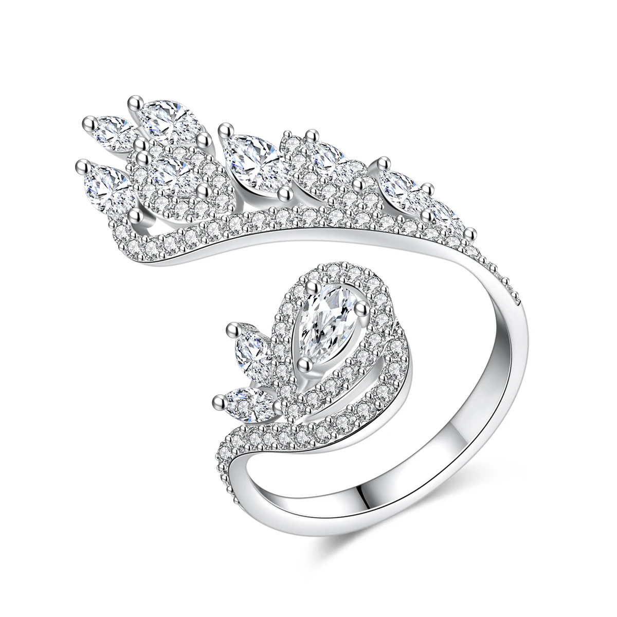 

Adjustable Irregular Shape Cubic Zirconia Open Finger Rings for Women Luxury Party Famale CZ Anillos Mujer Christmas Gift
