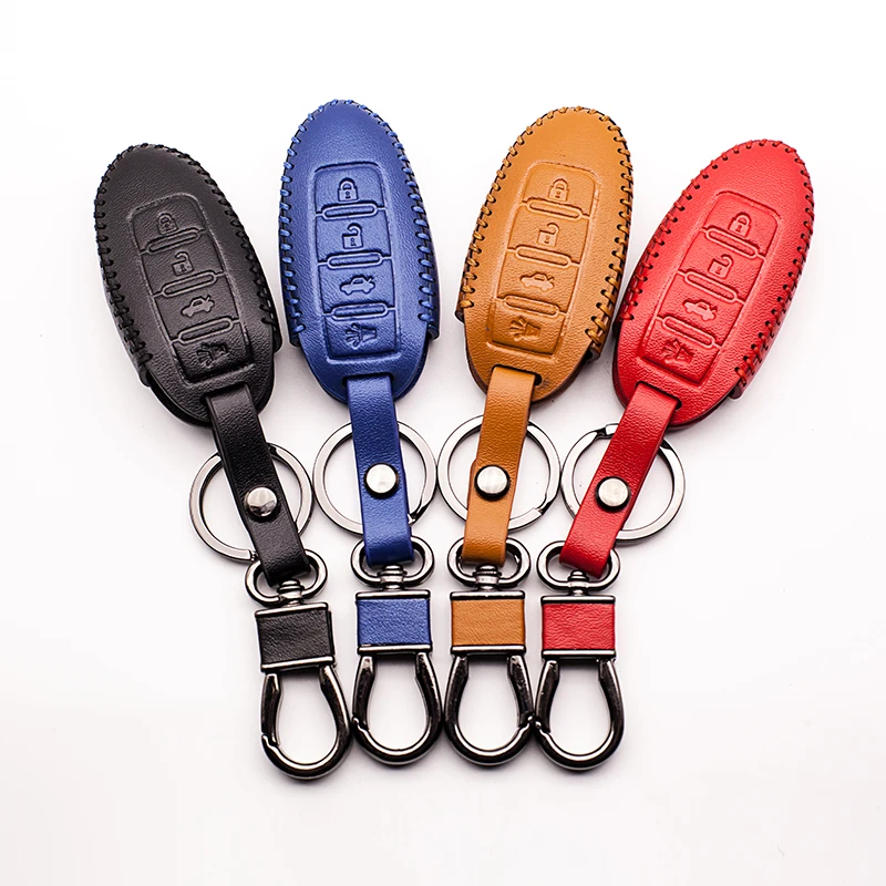 

Car Genuine Leather Remote Control Car Key Case Cover for Nissan Tidda Livida X-Trail T31 T32 Qashqai 4 buttons Car wallet