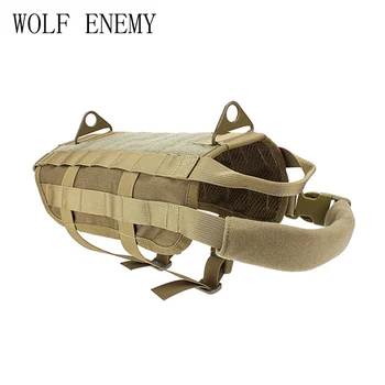 

Police K9 Tactical Training Dog Harness Military Molle V-elcro Vest Packs Coat 4 Color XS-XL