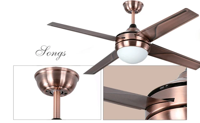 43 inch Enkele lampenkap LED ventilator licht antieke ijzeren blad ... 43 inch Enkele lampenkap LED ventilator licht antieke ijzeren blad ...