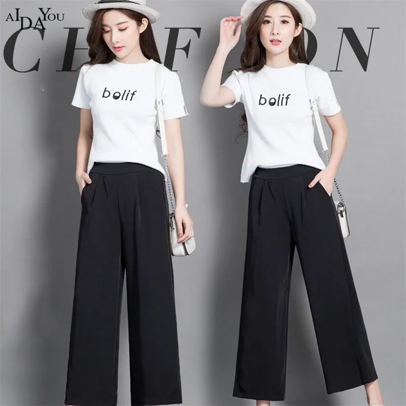 

Casual Wide leg black pants Ankle-Length Japanese Trousers Women S-3XL Size Loose Office Lady Korea Fashion ouc3261