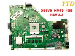 Оригинальный Для ASUS X55VD материнская плата для ноутбука X55VD HM76 4 ГБ REV 2,2 тестирование Хорошо Бесплатная доставка