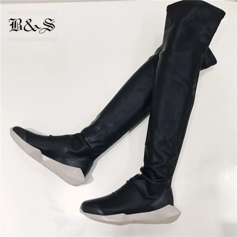 Black& Street Women Knee High novel sole Stretch Boots Thick Bottom exclusive Luxury Sock Boot For women EU 35-38