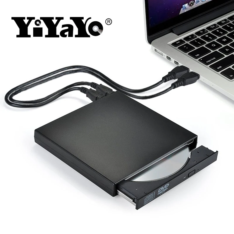 YiYaYo Внешний DVD rom Оптический привод USB 2,0 CD/dvd-rom CD-RW плеер горелка тонкий портативный ридер рекордер portátil для ноутбука