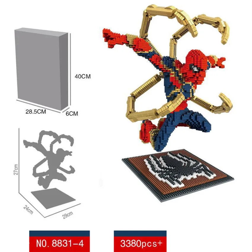 

Star Movie Marvel Avengers Fly Spider-Man Captain America Super Hero Peter Parker Diamond Mini Building Nano Blocks Brick Toy