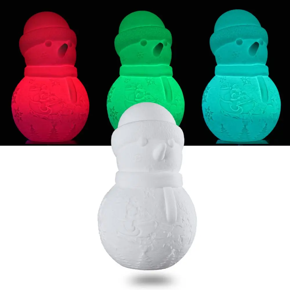 3D принт Снеговик лампа для детей Рождество светящиеся игрушки 16 цвет изменить перезаряжаемые светодио дный светодиодный ночник RC стол