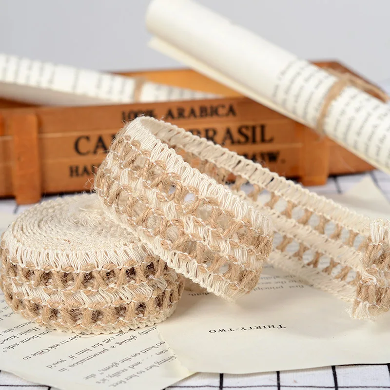 Natural Hemp Ribbon White Cotton Line Trims Tape Weave Roll Vintage Rustic Wedding Decoration Mariage DIY Party Supplies 5M/lot | Дом и сад