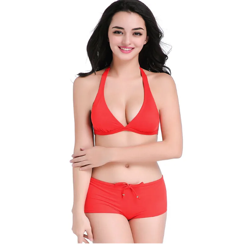 2017 popular Sexy Bathing Suits Bikini Set Halter Top Bikinis Women Swimwear Push Up Retro Female Swimsuit Beachwear |