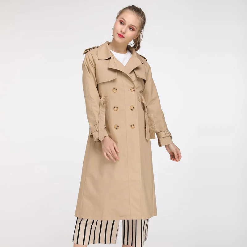 Maylofuer Autumn New High Fashion Brand Woman Classic Double Breasted Trench Coat Waterproof Raincoat Business Outerwear