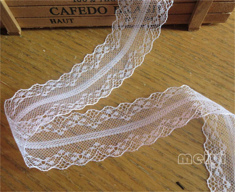 

10 Meters 4cm White Polyester Strip Lace Edge Trim Ribbon Fabric Embroidered Applique Sewing Craft Crochet Wedding Dress Clothes