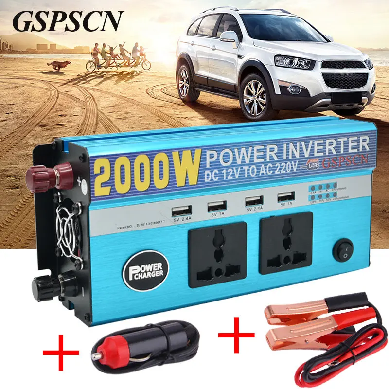 Car Adapter Power Inverter 12V 24V To 220V Vehicle Converter with 4 USB