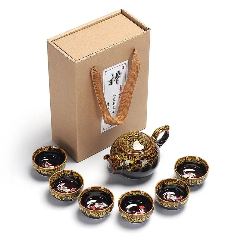 Китайский чайный набор кунг-фу, портативный чайный набор, керамический чайный горшок, чайный набор Gaiwan, чайные чашки для церемонии, чайный горшок, фиолетовый, Gaiwan, подарки - Цвет: 19