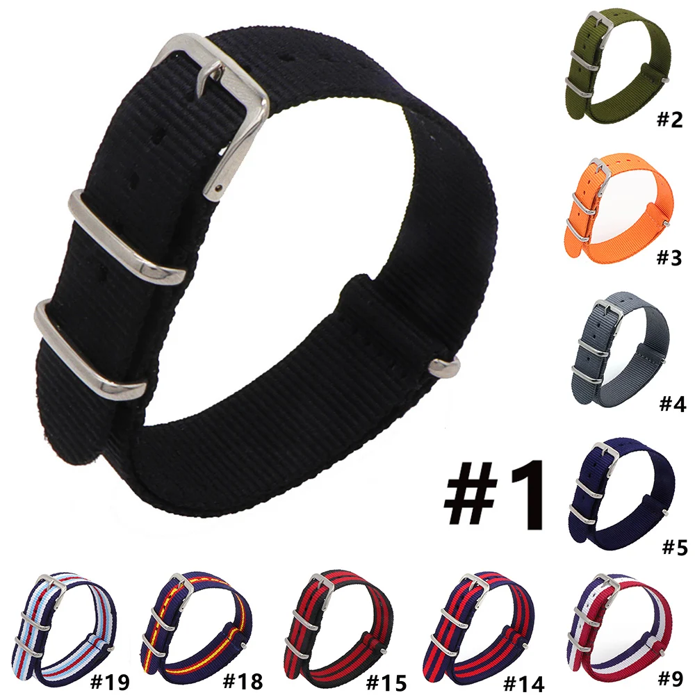 18mm/20mm/22mm Watchband Nylon Strap Ring Buckle Replacement Band Watch Accessories 