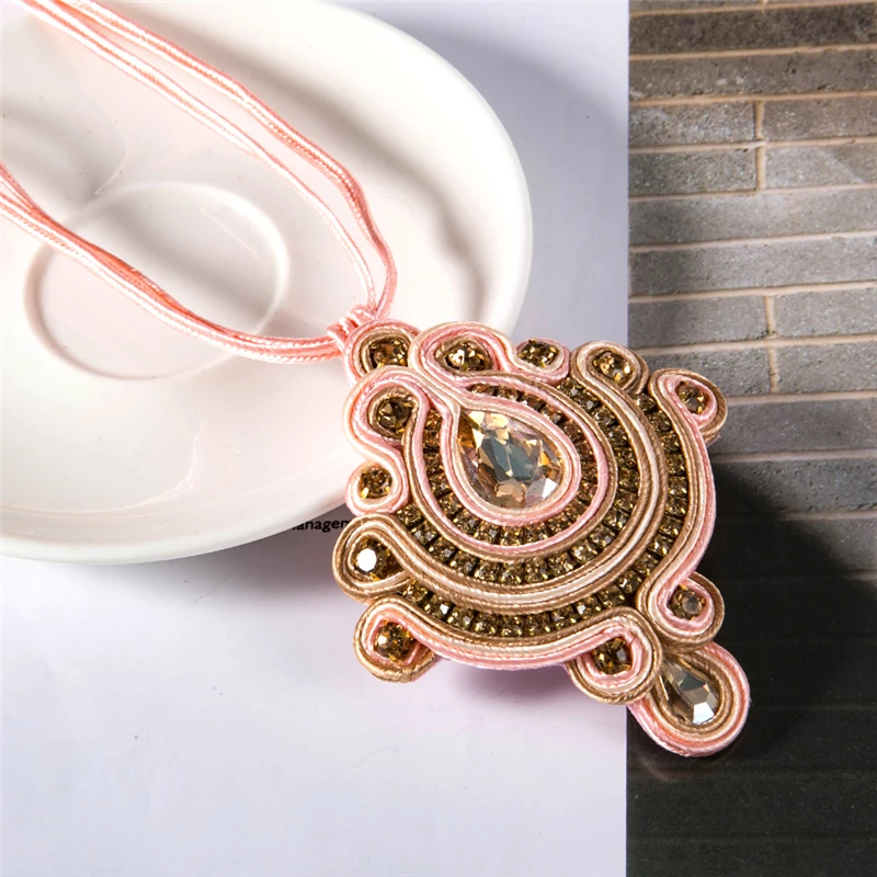 Ожерелье KPacTa Soutache ручной работы, этнические украшения, женские Стразы, украшение, кулон, ожерелье, вечерние подарки, воротник