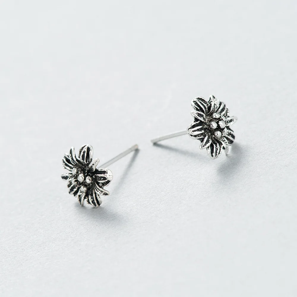 flower Tai-silver earring 100% 925 Sterling silver Jewelry fashion Hypoallergenic Stud earrings for women gift