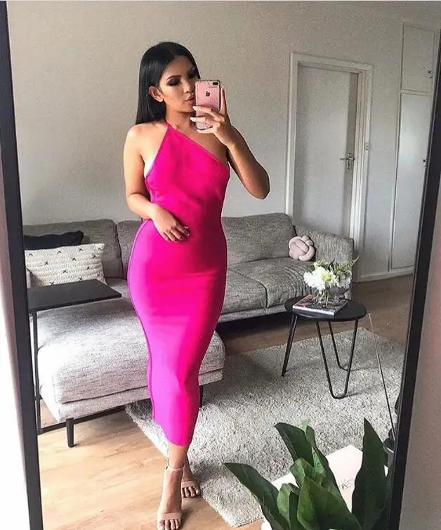 Venta-caliente-Sexy-un-hombro-de-la-longitud-de-la-rodilla-vestido-de-vendaje-2018-el (2)