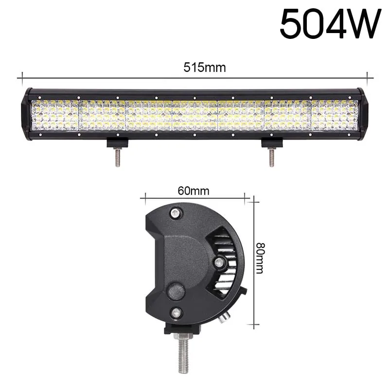 Quad 20 дюймов 504 Вт прожектор светодиодный светильник+ 2" бык бар передний бампер номерной знак кронштейн для внедорожника 4x4 грузовики трактор автомобиль