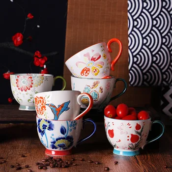 

400ml Ceramic Coffee Cups Hand-painted Large Capacity Milk Cup Nordic Style Porcelain Breakfast Jingdezhen Tableware