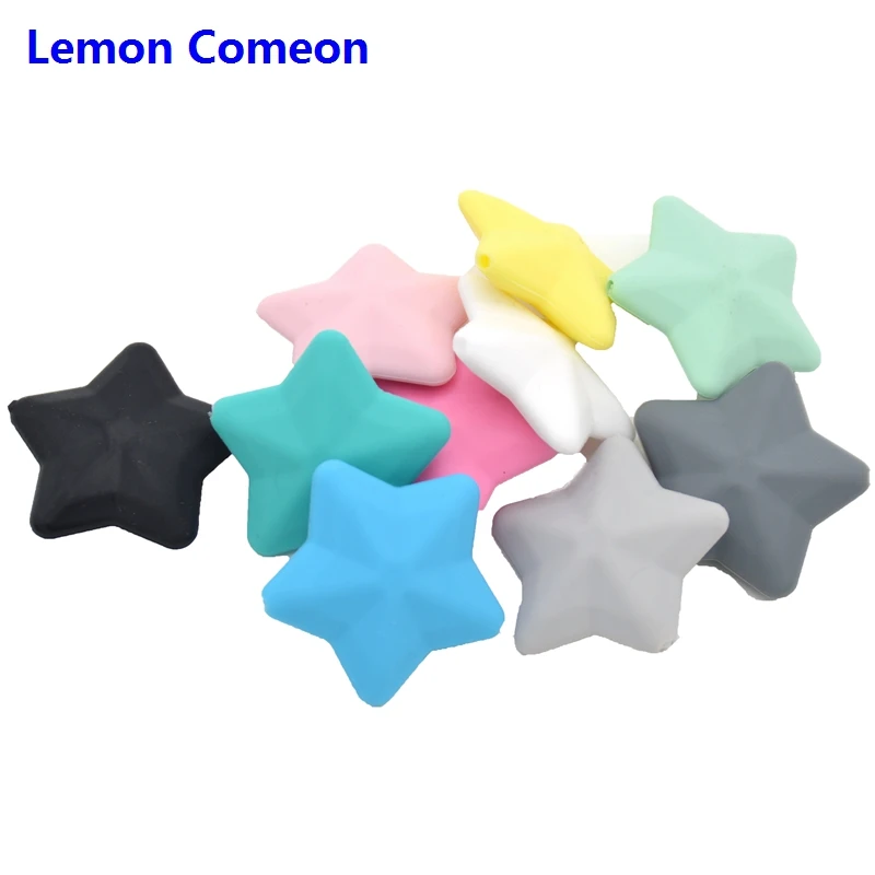 Lemon Comeon, 5 шт., силиконовая звезда, BPA бесплатно, силиконовые бусины, игрушка для грызунов, подарок для медсестры, сделай сам, цепочка для соски, ожерелье, прорезыватель, аксессуары