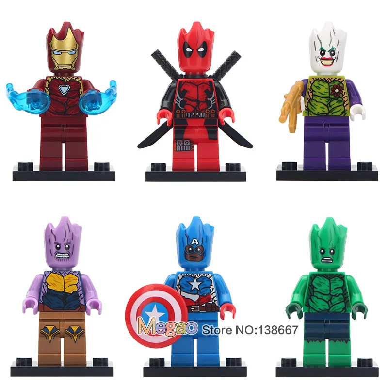 

6pcs/lot Avenger 3 Building Blocks Iron Man Thanos Captain American Hulk Bricks Collection Model For Children Gift Toys