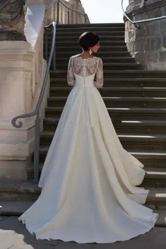 25 vintage sexy zipper lace long sleeves bridal dresses plus size a line Wedding Dress gowns 2019 Custom Made Vestido De Noiva