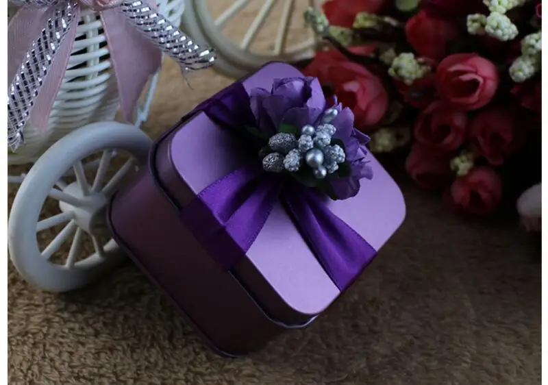 10 шт./партия круглая, квадратная, в форме сердца железная коробка винтажная коробка конфет на свадьбу с биркой Decoracion свадебные подарки для гостей