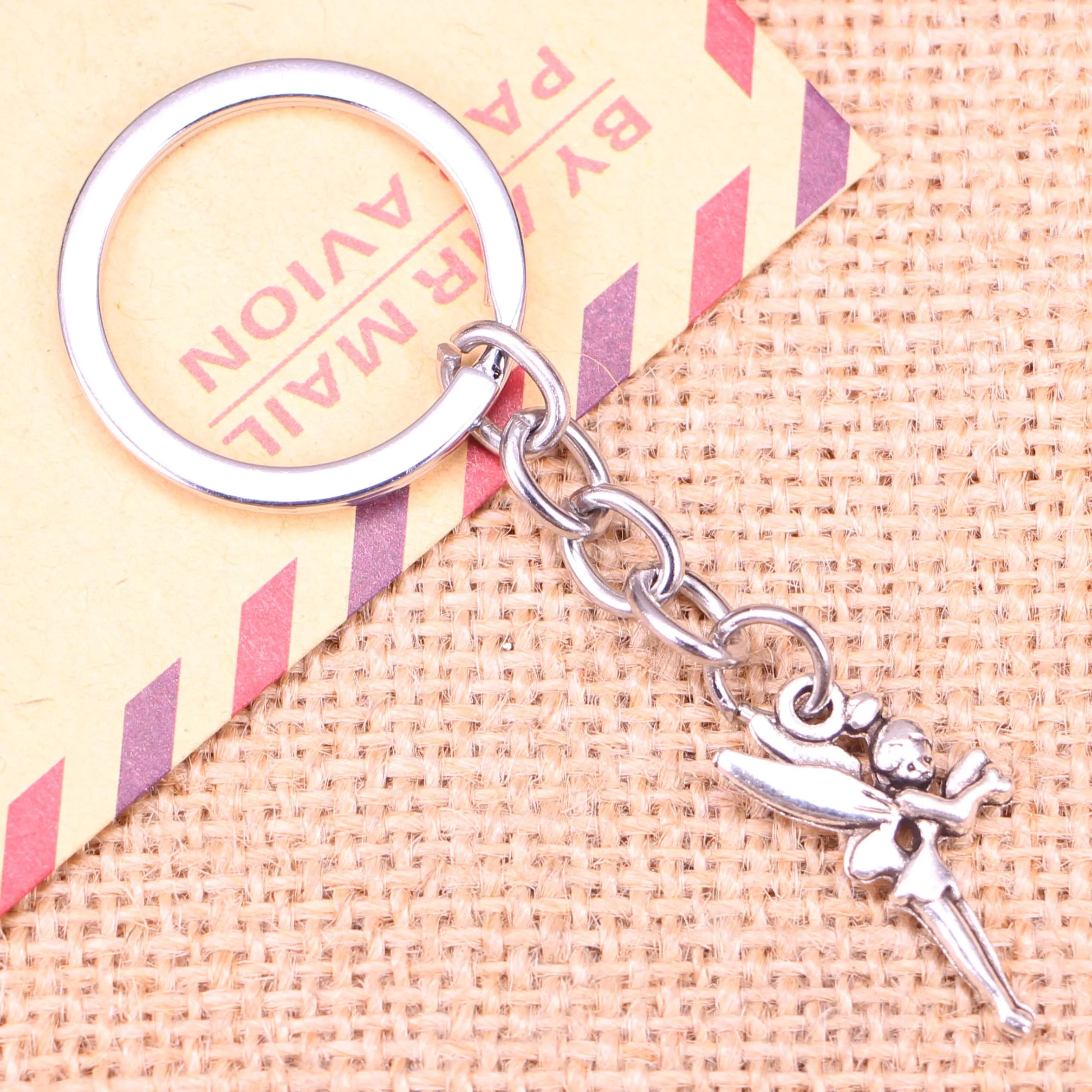 새로운 패션 키 체인 25x15mm 천사 요정 펜던트 DIY 남자 보석 자동차 열쇠 고리 반지 홀더 기념품 선물, 20 피스