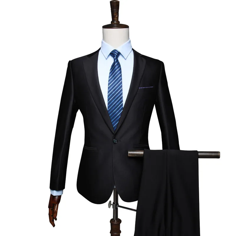 Формальные Slim Fit Бизнес Мужской пиджаки Для мужчин костюмы Свадебные Жених