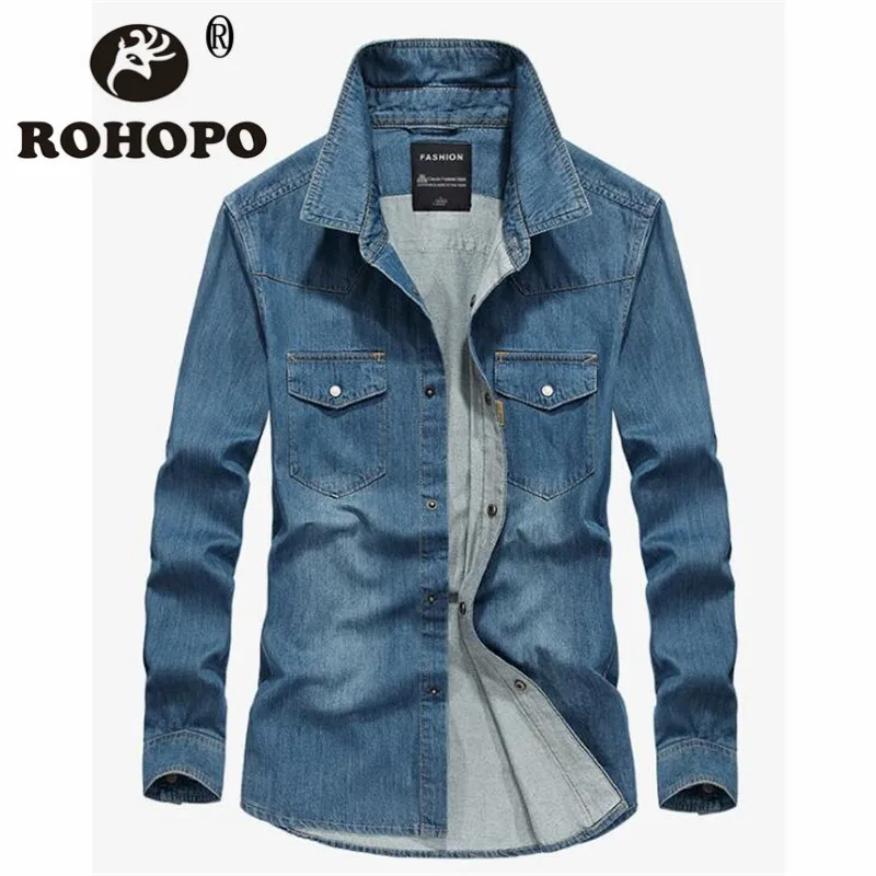 

Vintage Retro Long Sleeve Shirt Denim Autumn Outwear New Design Collection Fashion Man Leisure Shirts Street Style Boy Shirt