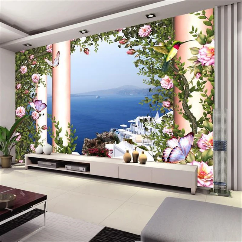 3d stereoscopic love sea TV backdrop wallpaper living room bedroom photo wallpaper wallpaper for walls 3 d